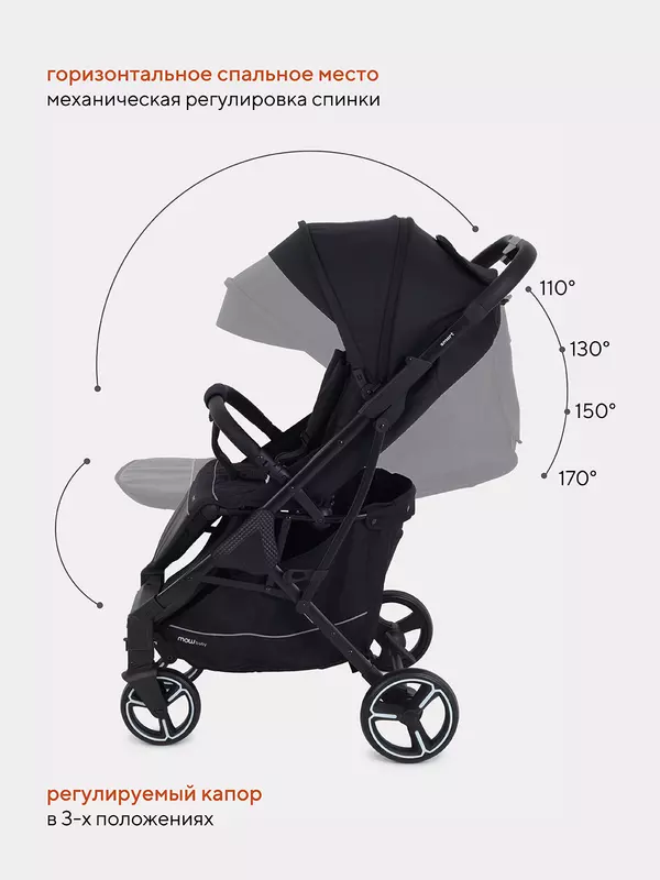 Коляска прогулочная Mowbaby Smart 2023 Black