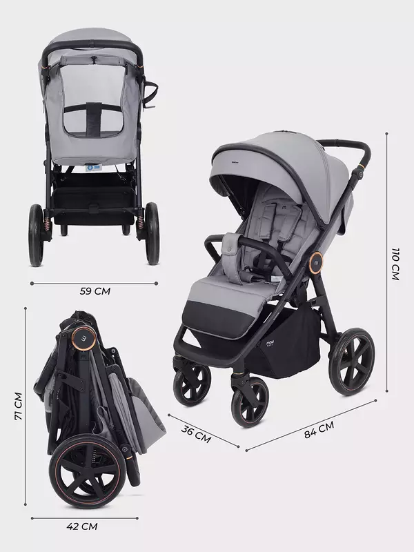 Коляска прогулочная Mowbaby Trail 2025 Grey